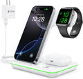 Foldable Wireless Charger for Iphone 17 16 15 14 13 12 11 X 8, 3 in 1 Charging Station for Apple Watch & for Airpods(White)