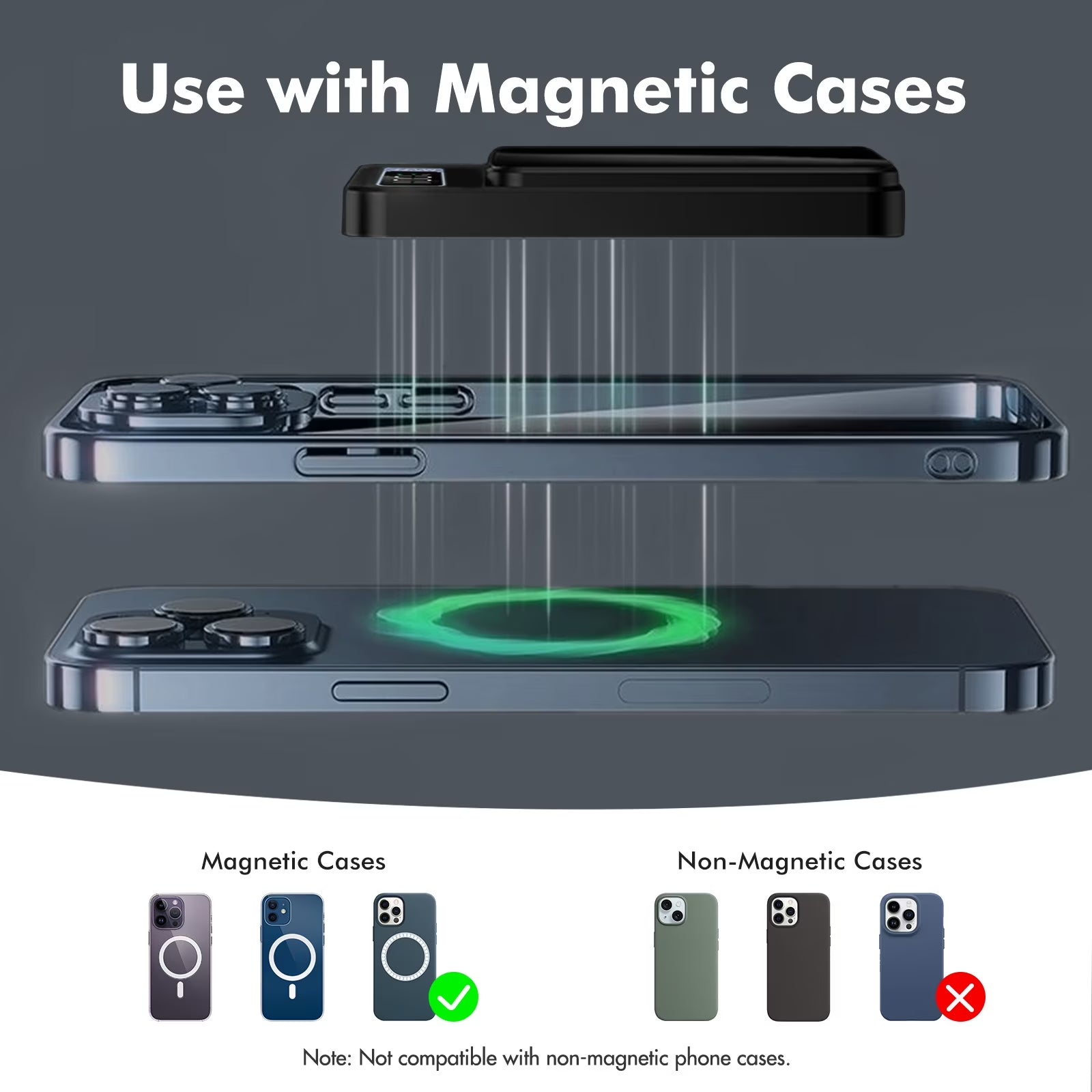 Power Bank,10000Mah Wireless Portable Charger with LED Power Display,22.5W Magnetic Power Bank Compatible with Iphone 8 and above Series,Black