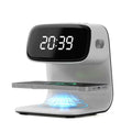 Wireless Charger Station Alarm Clock, Touch Control Night Light Lamp with LED Display, 3 Dimmable Brightness Levels for Bedroom, Desk Clock, Teenage Girl Gifts, Adult Gifts - White