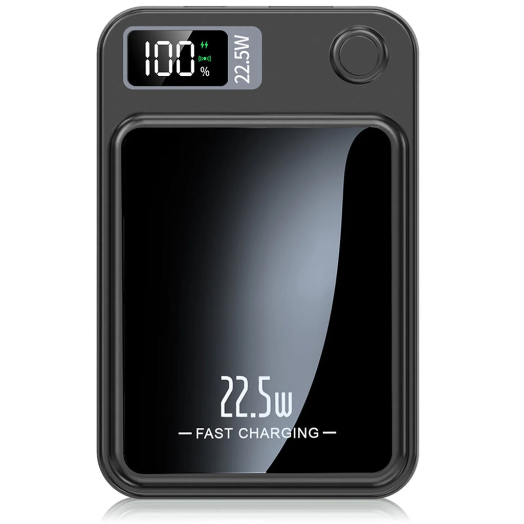 Power Bank,10000Mah Wireless Portable Charger with LED Power Display,22.5W Magnetic Power Bank Compatible with Iphone 8 and above Series,Black